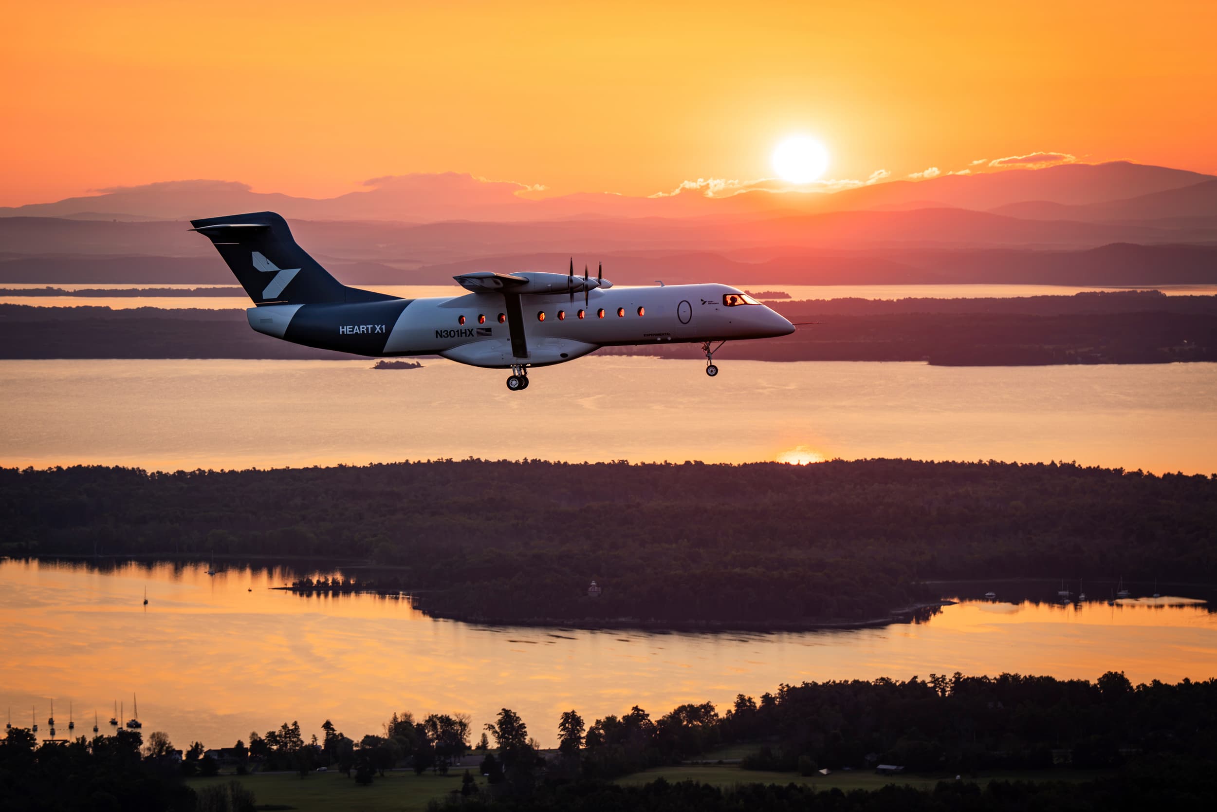 Heart Aerospace X1 first flight at sunrise.