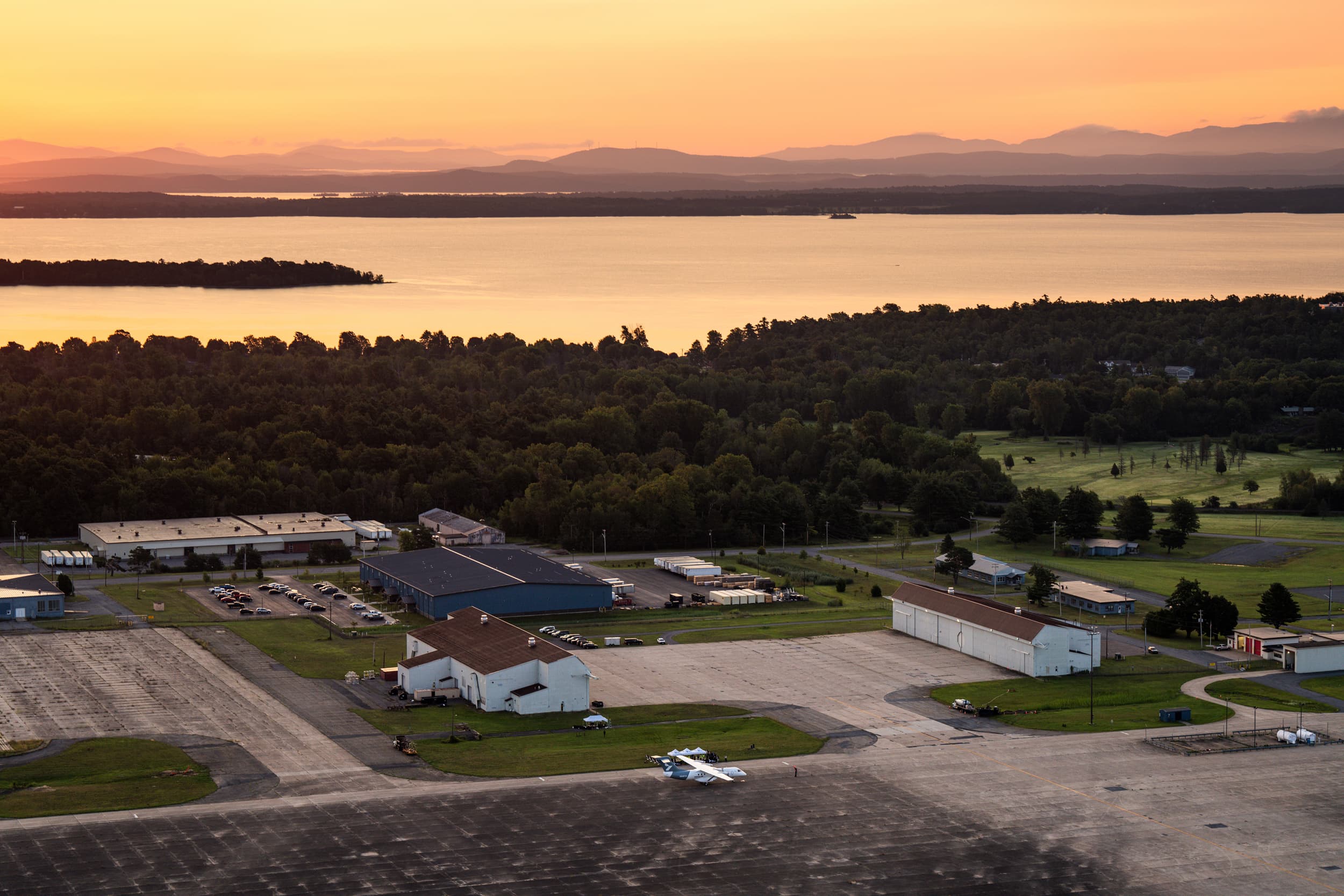 Heart Aerospace’s X1 demonstrator aircraft returns to the company’s flight test base at Plattsburgh International Airport following its first flight.