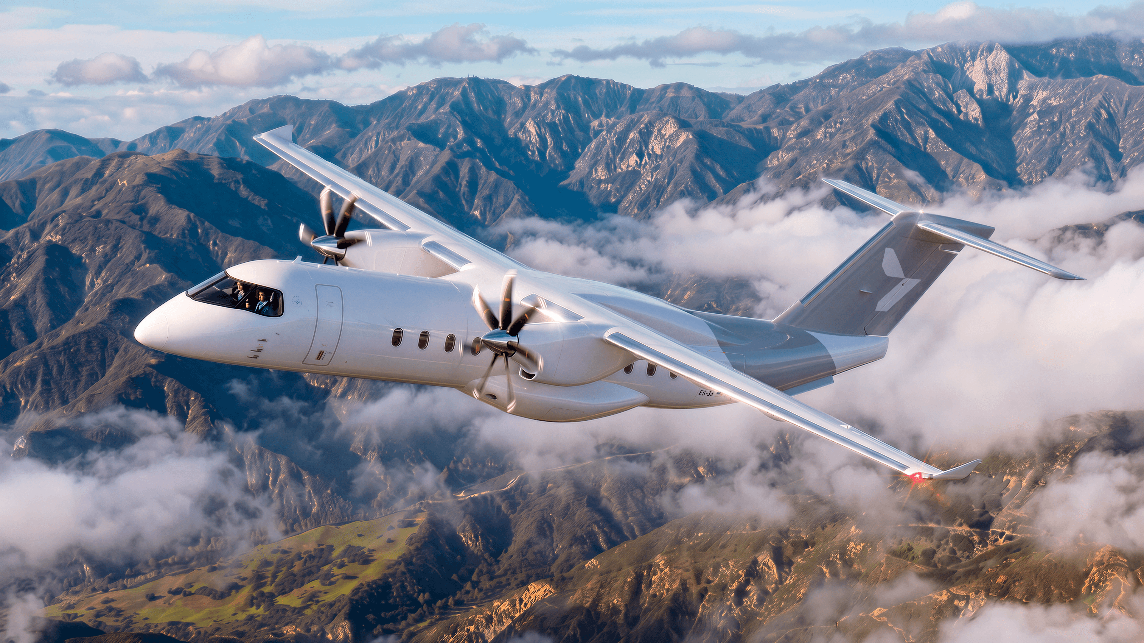 ES-36 over mountains climbing. 